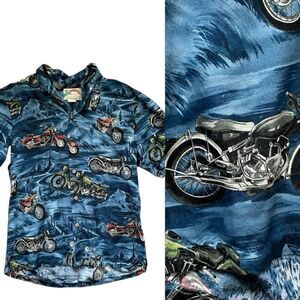 PARADISE FOUND Hawaiian Shirt Motorcycle Print Size Medium